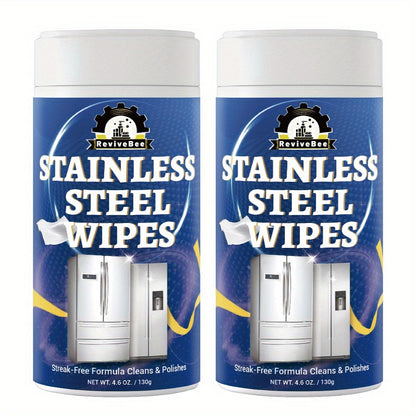 Stainless Steel Cleaning Wipes in One or Two Barrel Packs for Kitchen Appliances, Sinks, Cookware and Surfaces