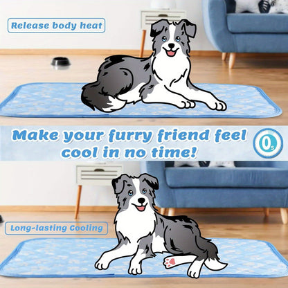 Dog Cooling Mat Self-Cooling Pad for Dogs & Cats - Pressure Activated Arc-Chill Fiber, Non-Toxic Washable Foldable Pet Cool Mat for Summer, Indoor Outdoor Use, Small Medium Large XL