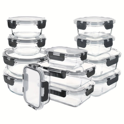 Glass Food Storage Containers with Airtight Lids - Borosilicate Glass Meal Prep Containers Set, Microwave Dishwasher Freezer Safe, BPA Free, Leak Proof Lunch Containers for Kitchen
