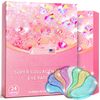 Multicolor Under-Eye Patch Set with Eight Pictured Colors and a Sealed 24-Pair Checkout Box