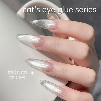 Two-Piece Cat Eye Gel Polish Set with Water Dudu and Ice Crystal Colors in Photo-Frame Bottles