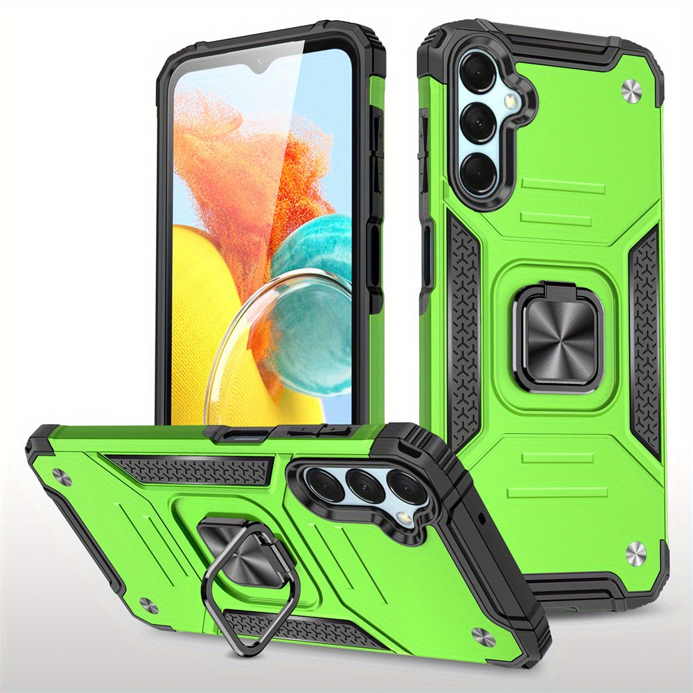 Phone Case Dual-Layer PC and TPU Ring Kickstand Cover with Magnetic Car Mount Plate for Samsung Galaxy A15 5G