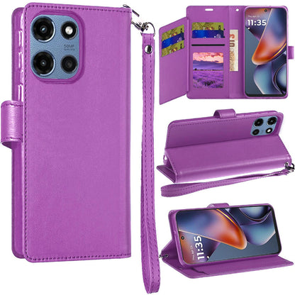 Folio Wallet Case for Motorola Moto G 5G 2025 with Five Card Slots, Cash Pocket and Kickstand
