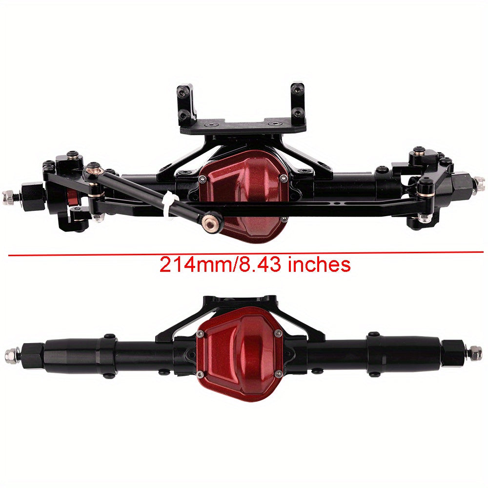 Front and Rear Metal Axle Upgrade Set for 1/10 RC Crawlers in Black or Gray with 8.43-Inch Overall Width
