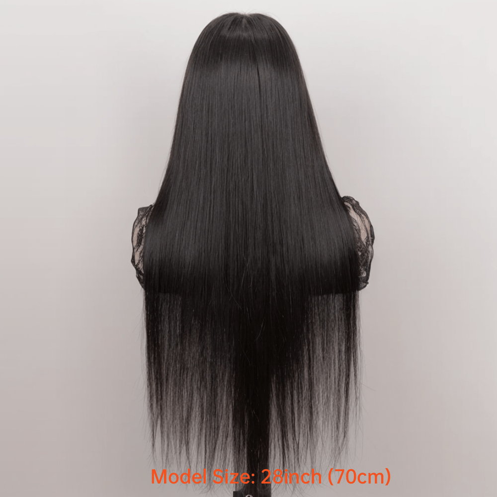 4x4 Lace Closure Straight Human Hair Wig in Natural Black with 12, 22 or 28 Inch Options for Women