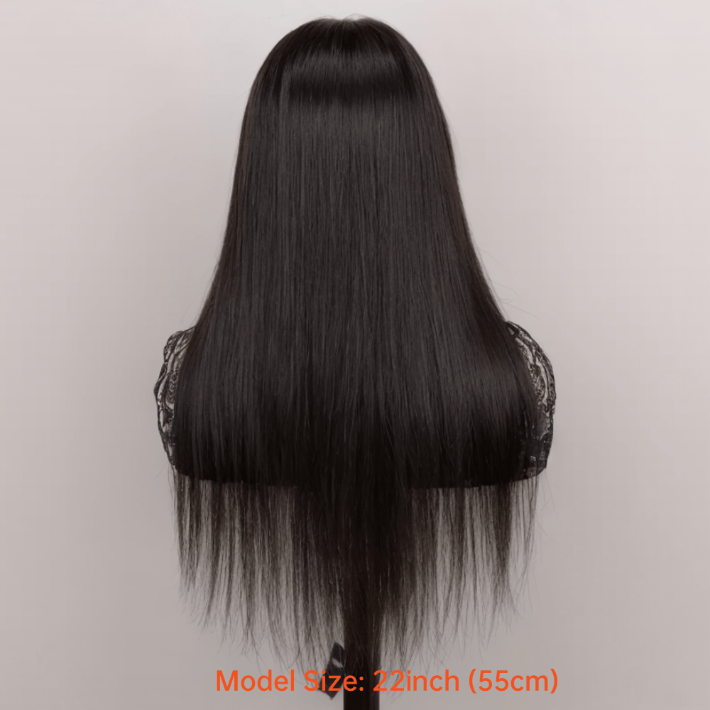 4x4 Lace Closure Straight Human Hair Wig in Natural Black with 12, 22 or 28 Inch Options for Women