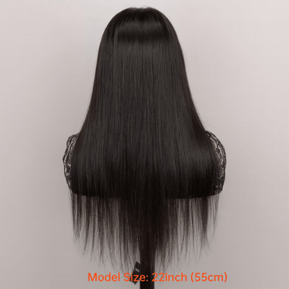 4x4 Lace Closure Straight Human Hair Wig in Natural Black with 12, 22 or 28 Inch Options for Women