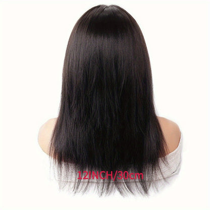 4x4 Lace Closure Straight Human Hair Wig in Natural Black with 12, 22 or 28 Inch Options for Women