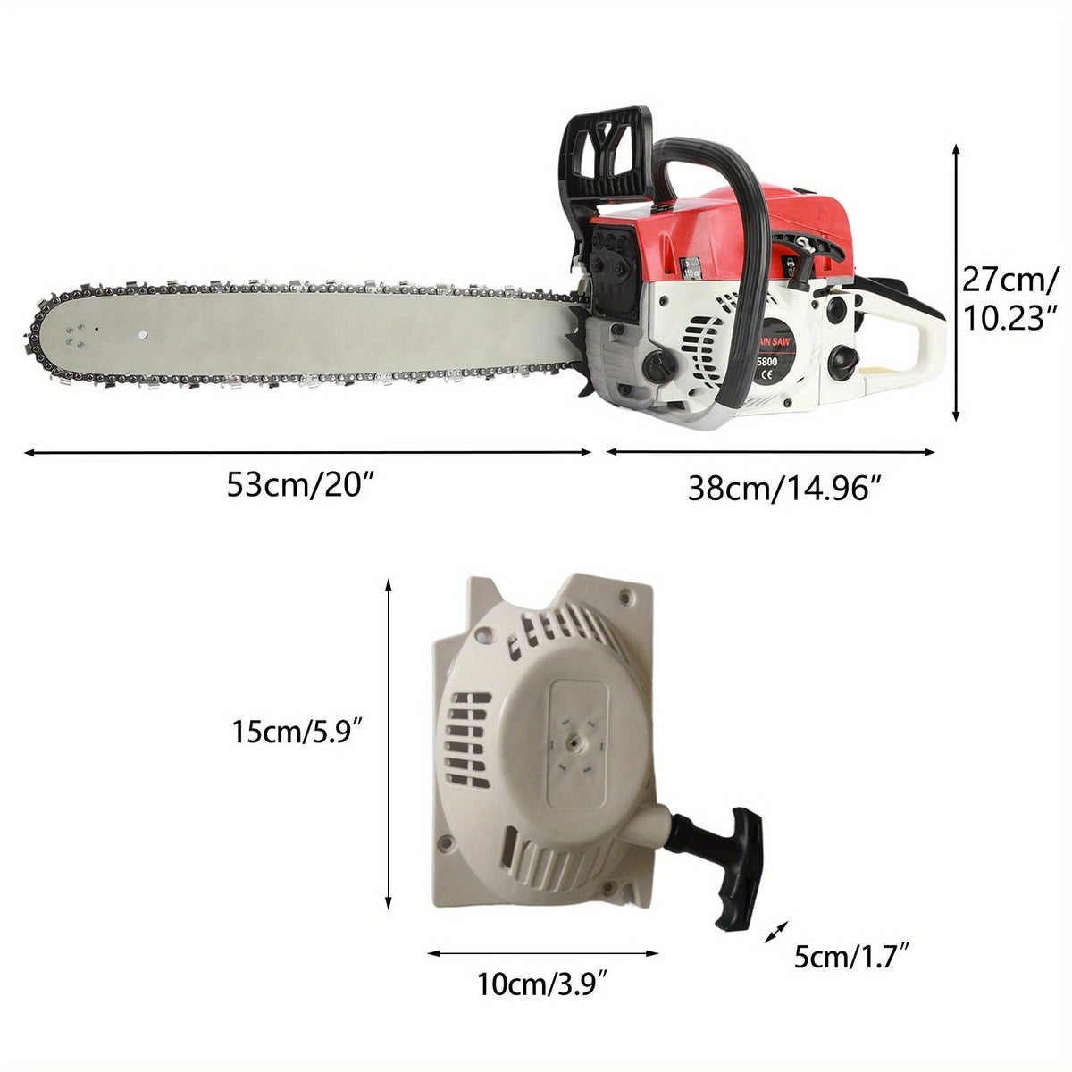 Gas Chainsaw, 2-Stroke Powerful Wood Cutting Logging Farm Ranch for Garden, Patio and Yard Use