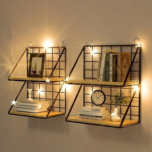 Metal Floating Wall Shelf – No Drill Wall Mounted Storage Rack for Bathroom, Living Room & Bedroom, Minimalist Iron Wall Organizer Shelf Decor