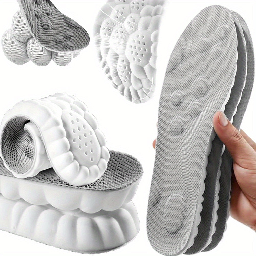 Three-Pair 4D Foam Shoe Inserts in Gray or Orange with Five EU Size Options for Everyday Footwear