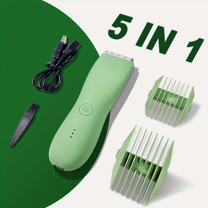 Electric Body Hair Trimmer for Women and Men with Replaceable Ceramic Blades — USB Rechargeable IPX5 Waterproof Pubic Groin Bikini Trimmer Painless Sensitive Skin Hair Shaver