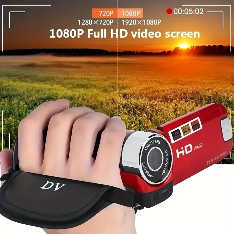 270° Flip Screen Digital Camera 1080P Full HD – LED Fill Light, 16X Zoom, 2.7" Display, Wide Angle Lens, One-Touch Phone Upload, Selfie Vlogging Camera for Outdoor Photography & Travel