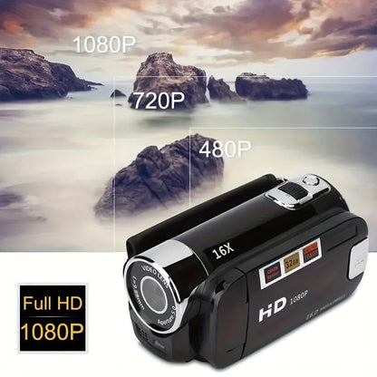 270° Flip Screen Digital Camera 1080P Full HD – LED Fill Light, 16X Zoom, 2.7" Display, Wide Angle Lens, One-Touch Phone Upload, Selfie Vlogging Camera for Outdoor Photography & Travel