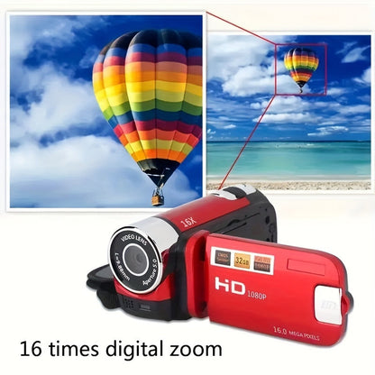 270° Flip Screen Digital Camera 1080P Full HD – LED Fill Light, 16X Zoom, 2.7" Display, Wide Angle Lens, One-Touch Phone Upload, Selfie Vlogging Camera for Outdoor Photography & Travel