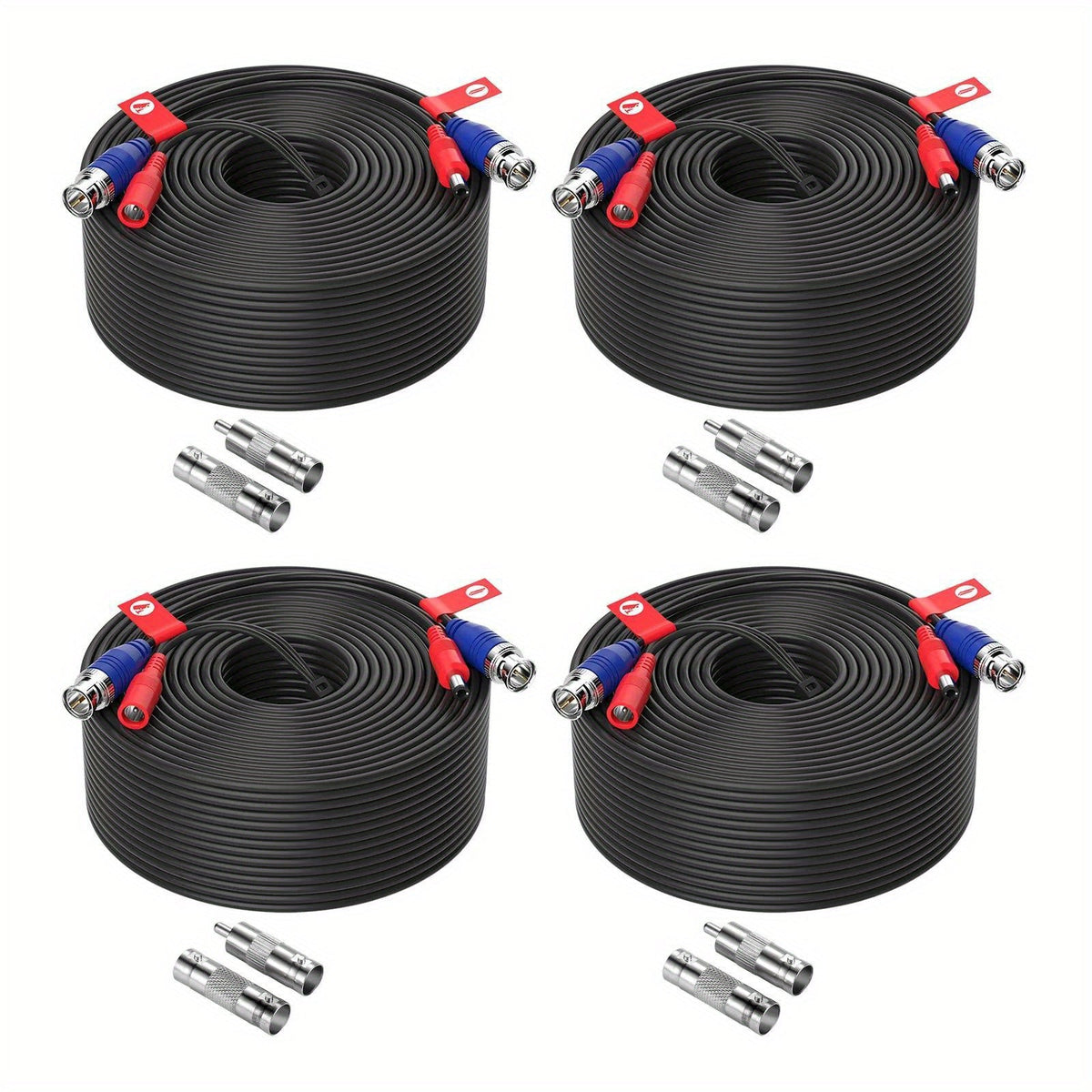 CCTV BNC Cable 4-Pack 100ft 30M, ZOSI Video Power 2-in-1 Security Camera Cable with BNC Connector and DC Plug