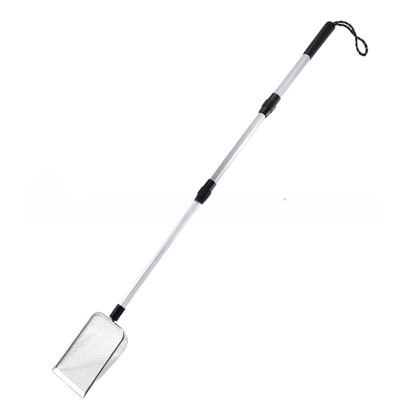 Three-Section Telescopic Beach Sand Sifter with Rectangular Mesh Basket, Wrist Strap and Retractable Handle
