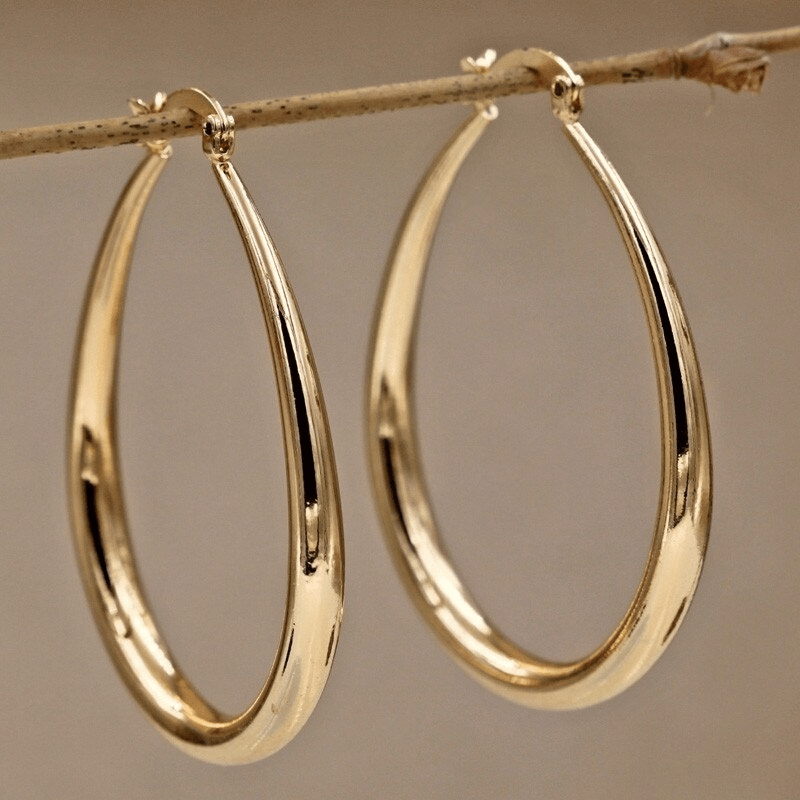 Hoop Earrings for Women - for Bohemian Retro Minimalist Gold No-Plating Nickel-Free Sensitive Ears - product detail view 12