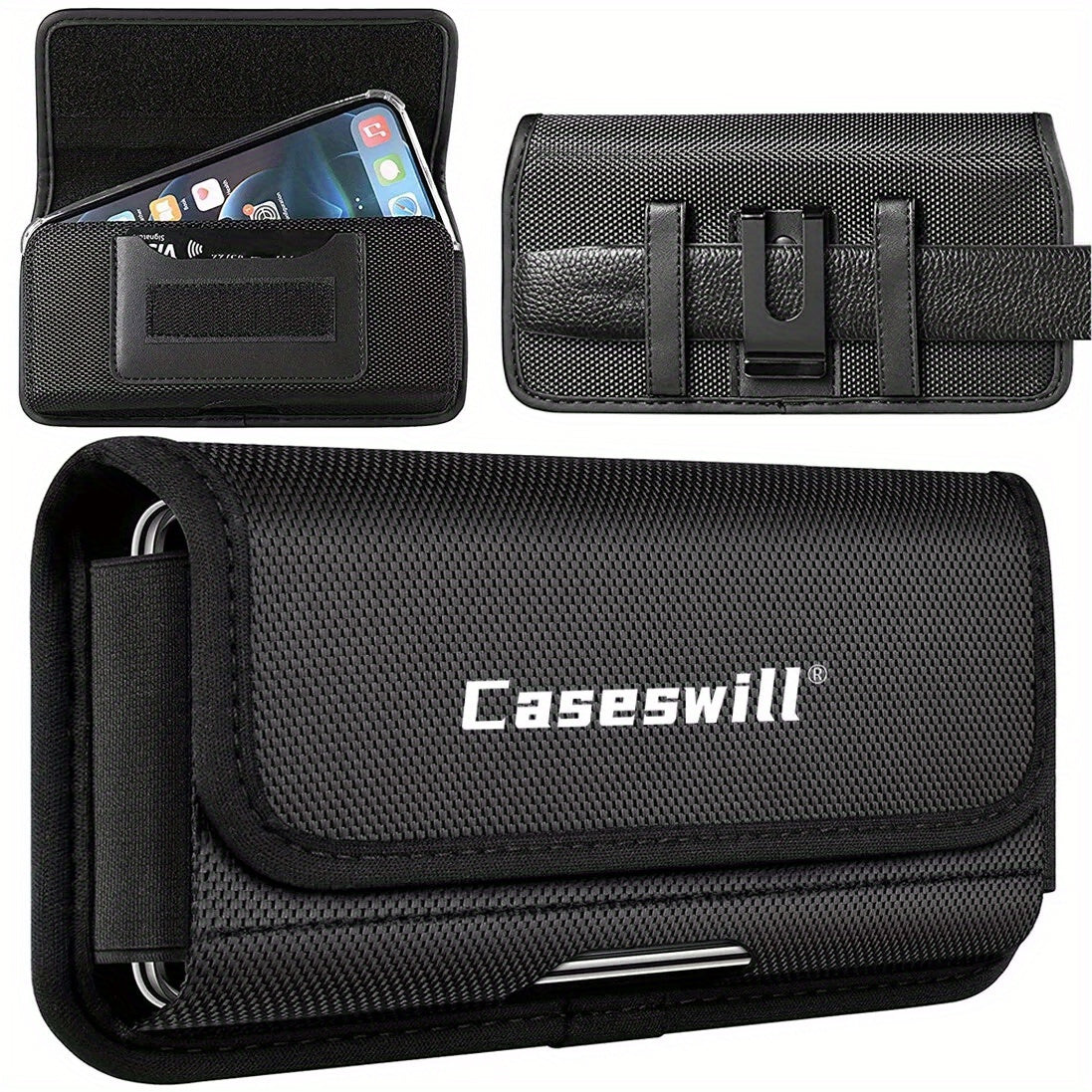 Phone Case Rotating Belt Clip Holster with Card Slot and Snap Closure for iPhone 16E and iPhone 17 Series