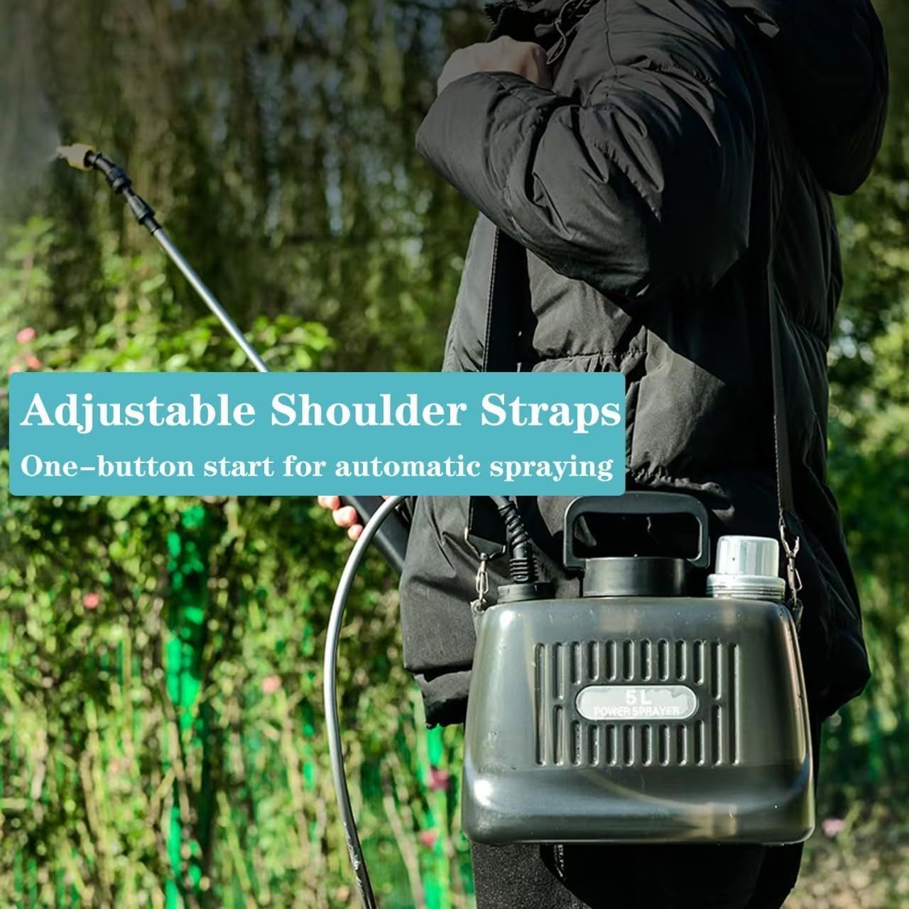 8-Liter Battery Garden Sprayer with Type-C Charging, Telescoping Wand and Three Adjustable Nozzles