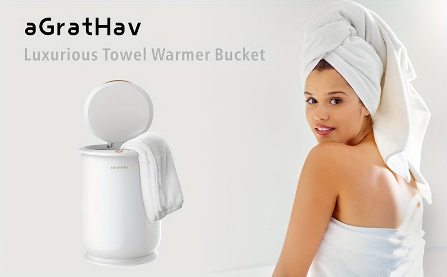 25L Electric Towel Warmer Bucket for Towels and Robes with Single-Button Control, White or Gray Finish
