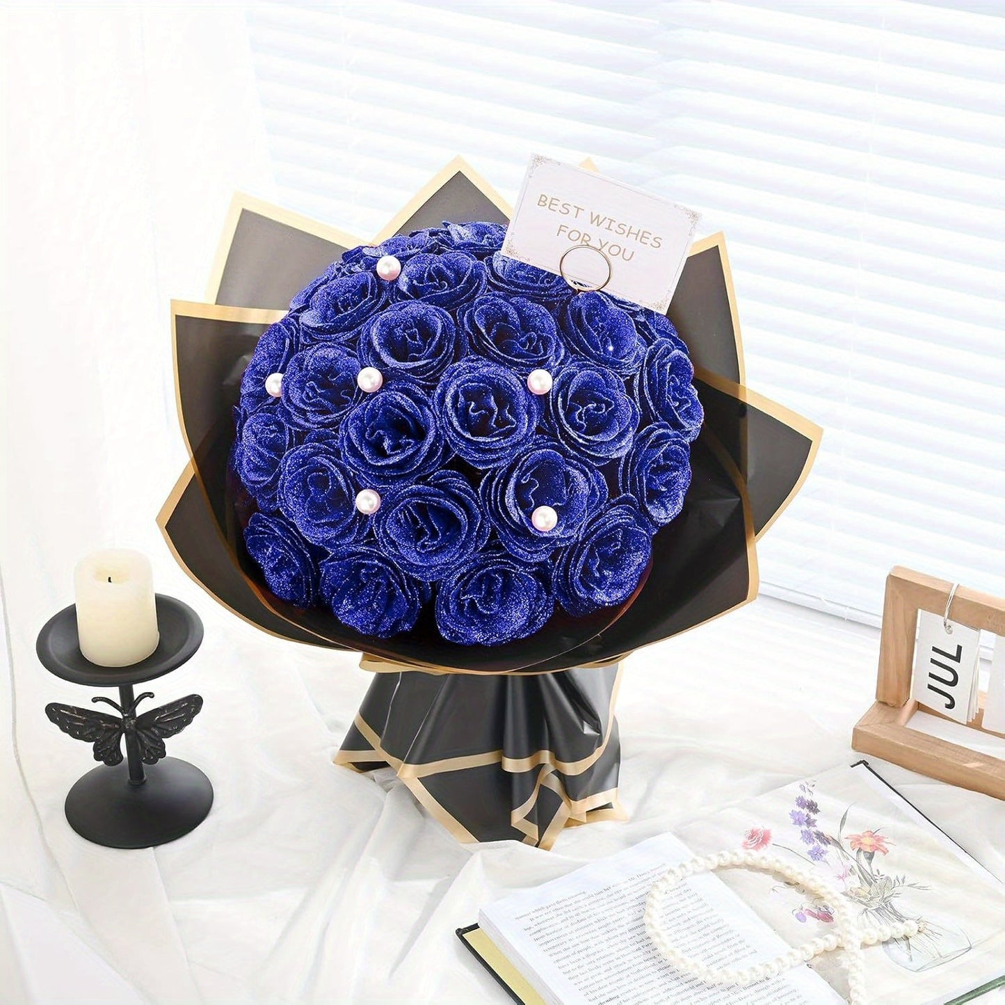 Artificial Flash Rose Bouquet 24/36 Pcs – Simulation Shiny Fake Roses for Wedding, Engagement, Anniversary & Holiday Decorations, Multiple Colors
