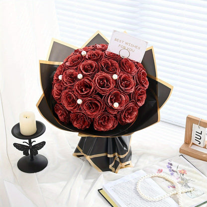 Artificial Flash Rose Bouquet 24/36 Pcs – Simulation Shiny Fake Roses for Wedding, Engagement, Anniversary & Holiday Decorations, Multiple Colors
