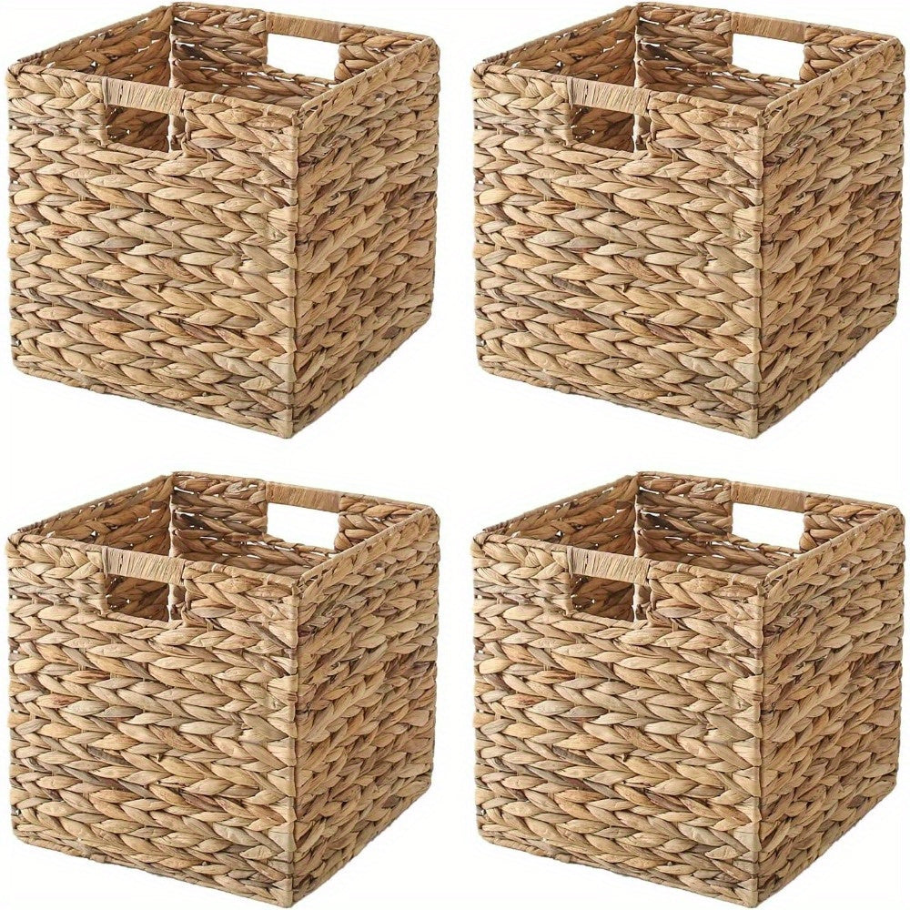 Water Hyacinth Storage Baskets with Seagrass and Paper Rope Options in 2- or 4-Pack Cube Sizes