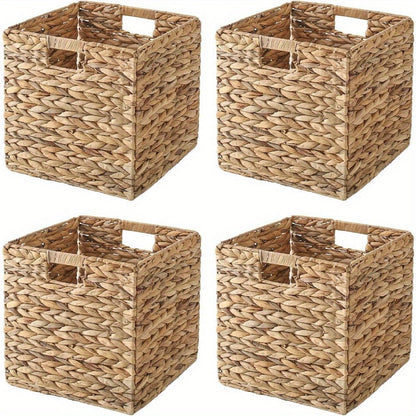 Water Hyacinth Storage Baskets with Seagrass and Paper Rope Options in 2- or 4-Pack Cube Sizes