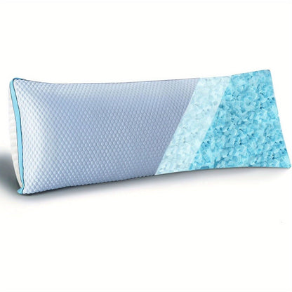 Adjustable Shredded Foam Body Pillow, 20 x 54 Inches, Split-Color Cover in White or Grey for Adult Beds