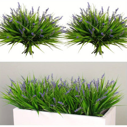Artificial Flowers 11-Piece Lavender Stem Set in Purple Plastic for Garden, Wedding and Home Displays