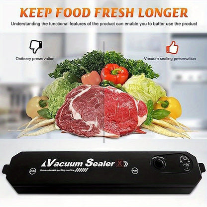 Countertop Vacuum Sealer with Vacuum-Seal and Seal-Only Modes, 50 Bags and Black or White Finish