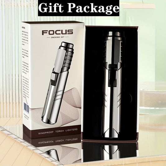 Blowtorch Jet Lighter 1800° Windproof, Zinc Alloy Butane Torch with Blue Flame for Welding, Outdoor Cooking, Camping & Cigar Lighting – Gift Box Included, Butane Not Included