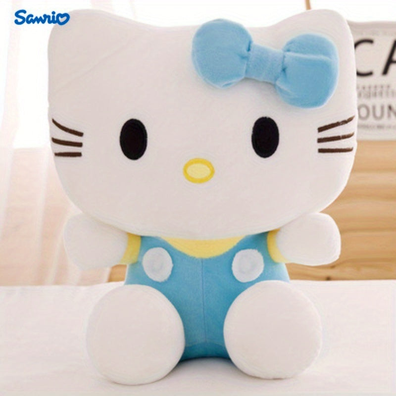 Plush Toy Kawaii Cat Doll with Pink or Blue Color Options, Bow Detail and Soft Fabric for Room Decor