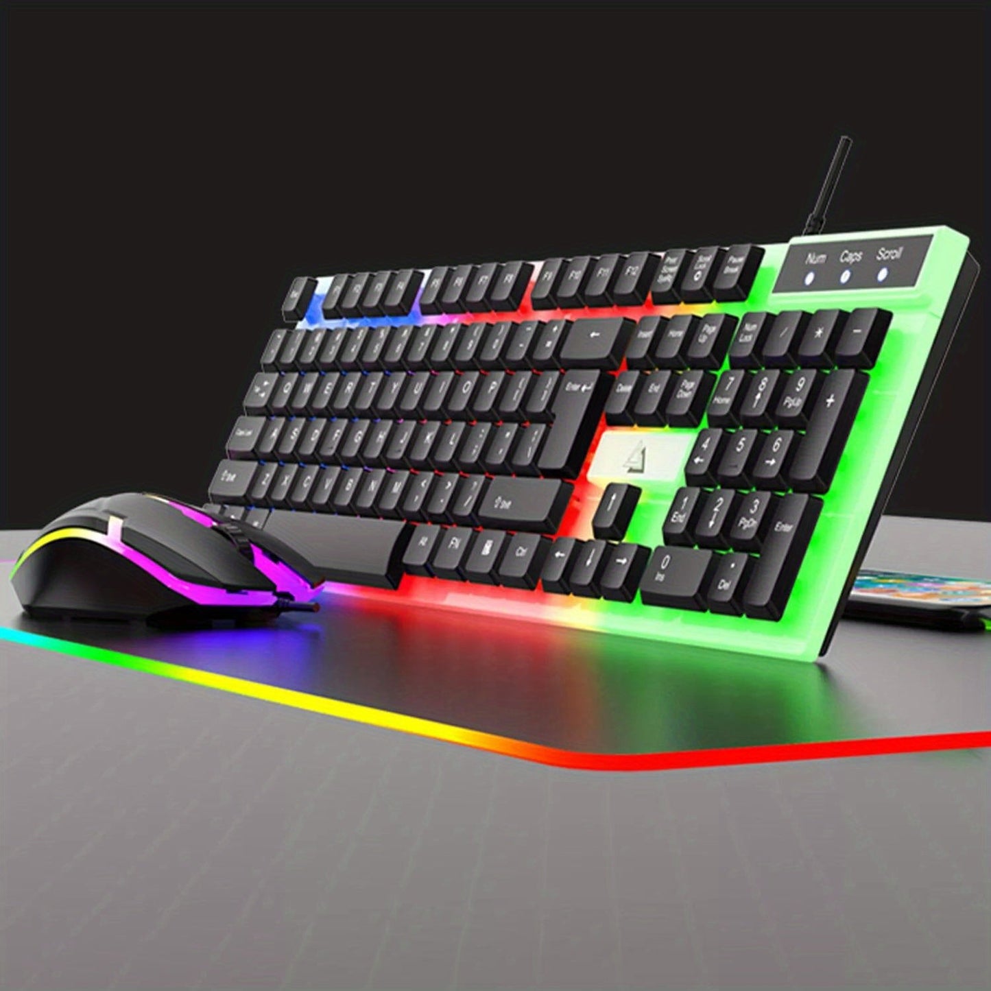 GT100 Full-Size Wired Keyboard and Mouse Set with 104-Key Layout and Black or White Color Options