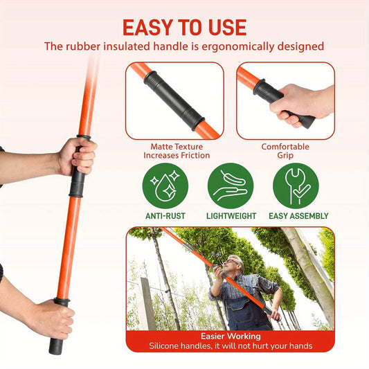 Extendable Pole Saw 26ft 2-in-1 Manual Tree Pruner – High Reach Branch Trimmer with Pruning Saw & Rope Cutter for Yard & Garden