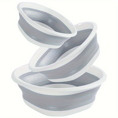 Three-Piece Collapsible Basin Set in Large, Medium and Small Sizes for Laundry, Kitchen and Camping
