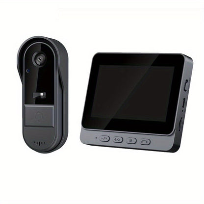 1920P Video Doorbell Camera with 4.3" Monitor & Dual Power - No WiFi No App, Battery & USB, Two-Way Audio, IR Night Vision, SD Card Storage, Wide Angle, One-Button Pairing, Black