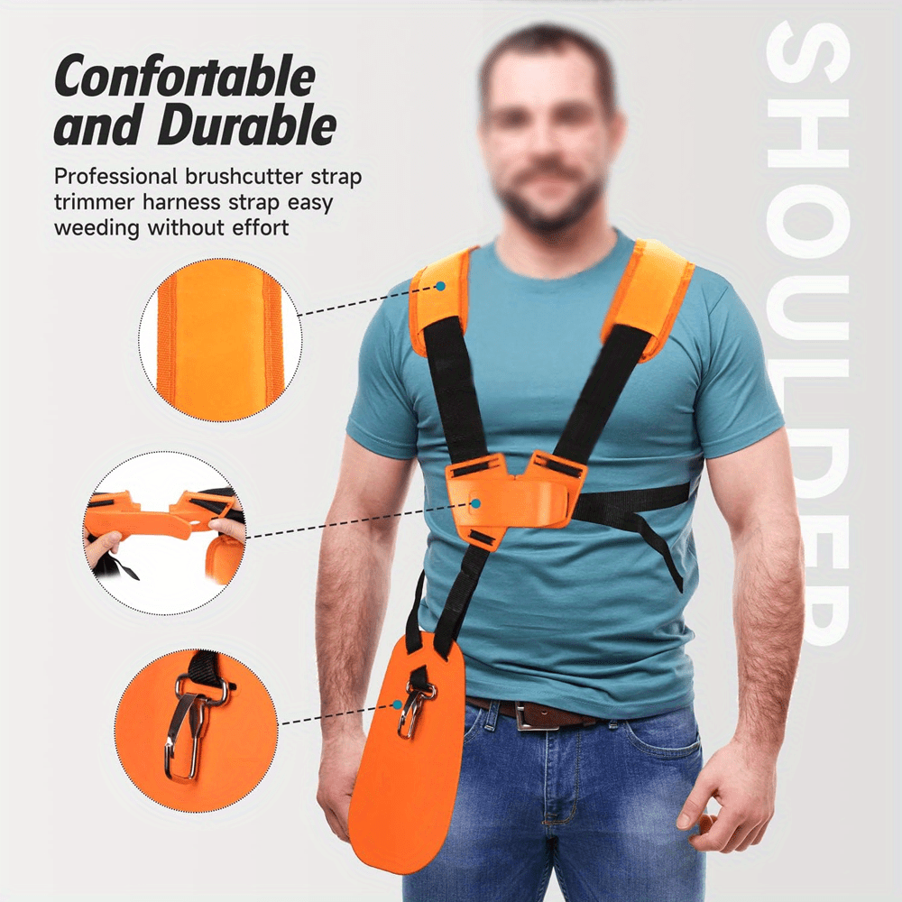 Lawn Mower Shoulder Strap Harness Adjustable Double Shoulder Belt for String Trimmer Brush Cutter Weed Eater Outdoor Garden Power Tool
