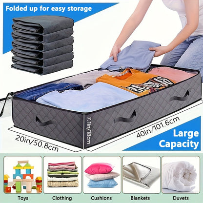 Under Bed Storage Box Extra Large 23.78gal with Transparent Window & Sturdy Handles — Clothes, Quilts & Bedding Organizer for Home | Gray | 2 or 6 Pack