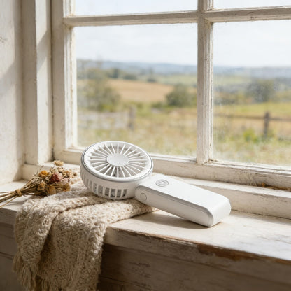 Foldable Handheld and Desk Fan with Three Speeds, USB Charging and White or Blue 1- or 2-Piece Options