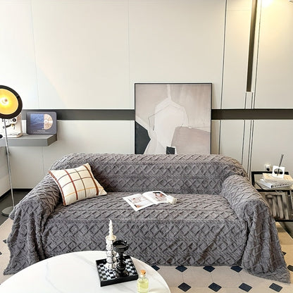 Sofa Cover Soft Polyester Velvet Bohemian Jacquard Throw for 3 or 4-Seater Sofas in Five Colors