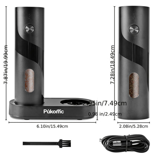 Electric Pepper Grinder Set USB-C Rechargeable with LED Light Ceramic Core Adjustable for Grilling, Camping and Outdoor Meals