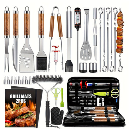 Griddle Tool Set 34 Piece 304 Stainless Steel Flat Top Grill Accessories with Spatula, Tongs & Scraper – Teppanyaki BBQ Tools for Outdoor Camping, Family Cookouts & School Lunches