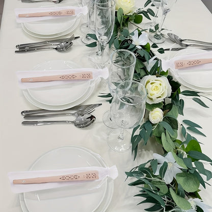 Wood-Tone Folding Hand Fans with Individual Gift Bags and Tassels in a 50-Piece Wedding Favor Pack