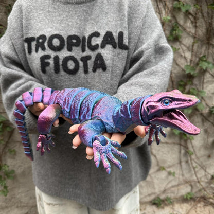 Giant 3D-Printed Lizard Figurine, 21.46-Inch Three-Part Reptile Model with Open Mouth in Seven Color Styles