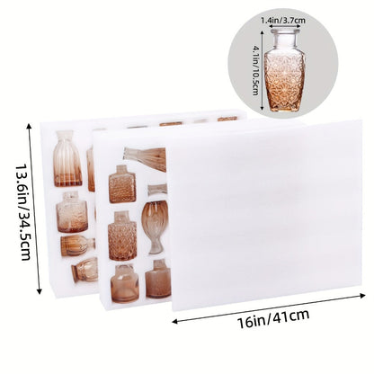 Amber Glass Bud Vases, 36-Piece Mixed Shape Bottle Set for Tables, Shelves and Event Centerpieces
