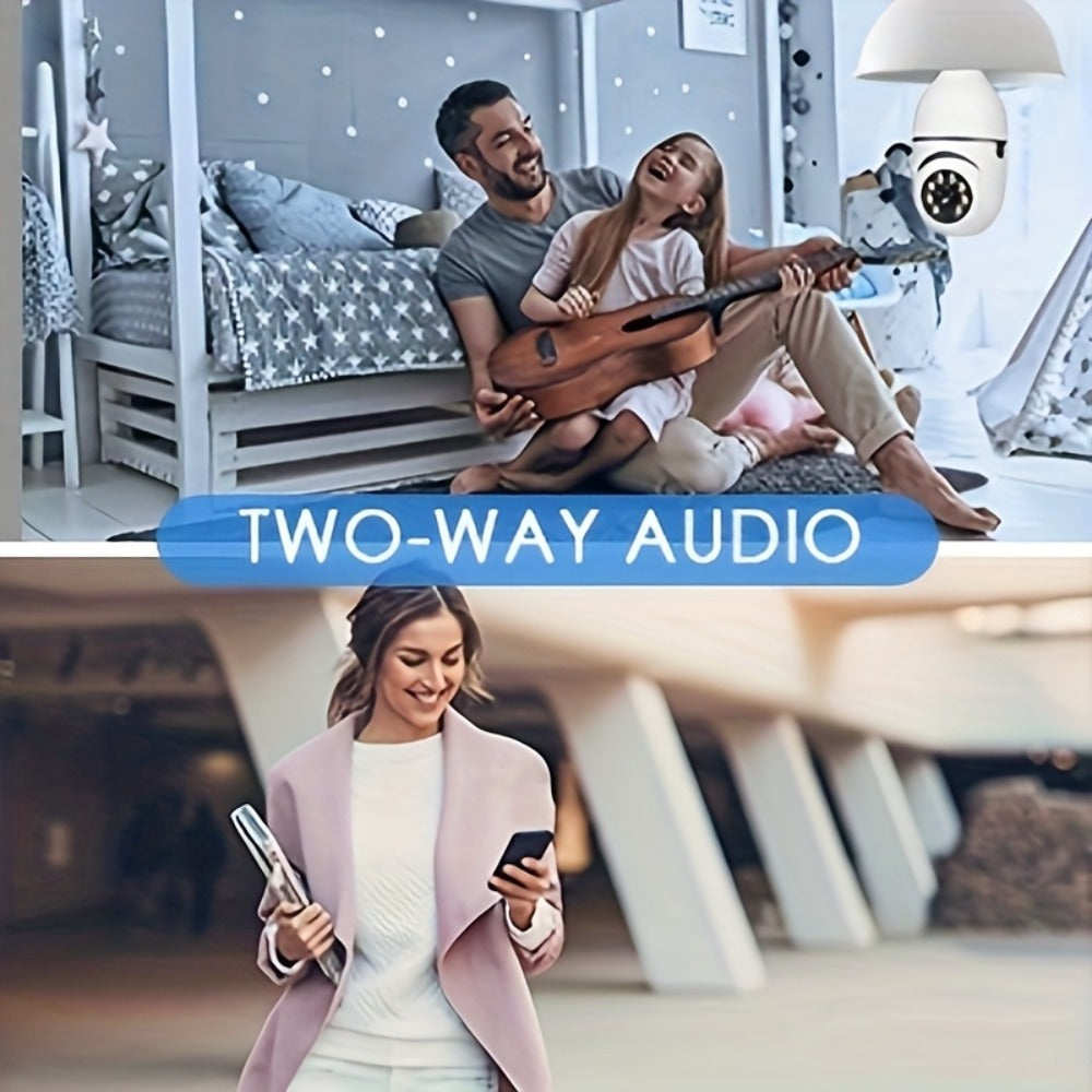 Light Bulb Security Camera 2-Pack 4MP E27 WiFi – Full Color Night Vision, Motion Detection Alerts, Two-Way Audio, Wide Angle, IP54 Weatherproof Indoor Outdoor Surveillance Camera