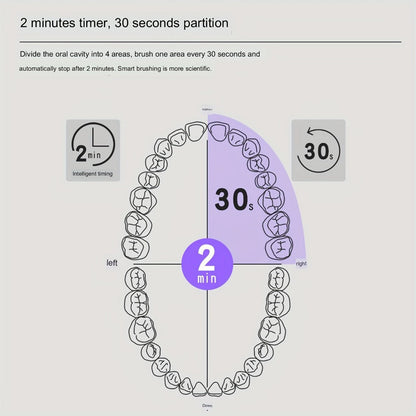 Electric Toothbrush with IPX7 Rating, Eight Round Brush Heads, Three Modes, Type-C Charging and Travel Case