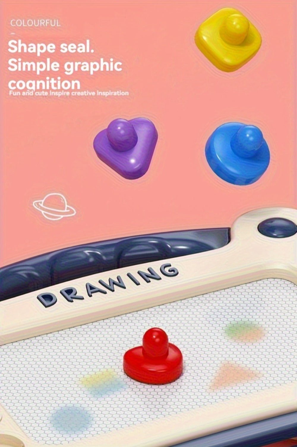 Kids Magnetic Drawing Board with Four Shape Stamps, Slide Eraser, Folding Legs and Blue, Green or Pink Options